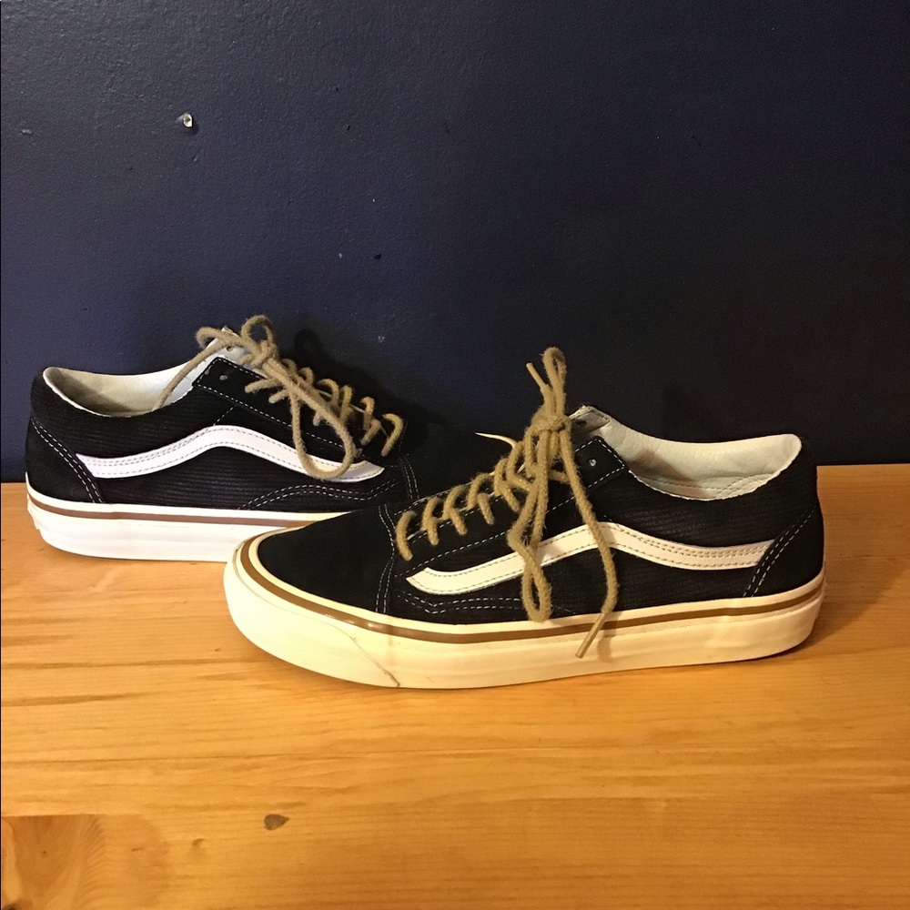Black Old Skool Vans w/ Tan Outline